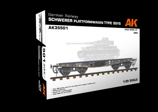 German Railway Schwerer Plattformwagen Type SSYS 1/35 #35501 by AK Interactive