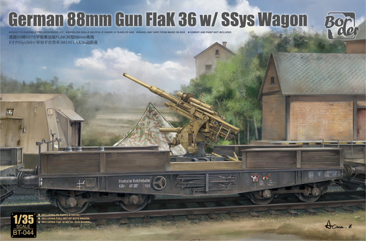 German 88mm Gun Flak 36 with SSys Wagon 1/35 #BT044 by Border Models