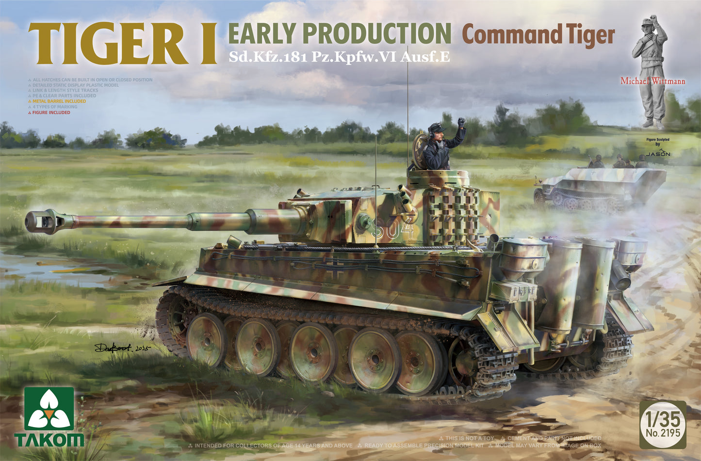 Tiger I Early-Production Sd.Kfz.181 Pz.Kpfw.VI Ausf.E Command Tiger 1/35 #2195 by Takom
