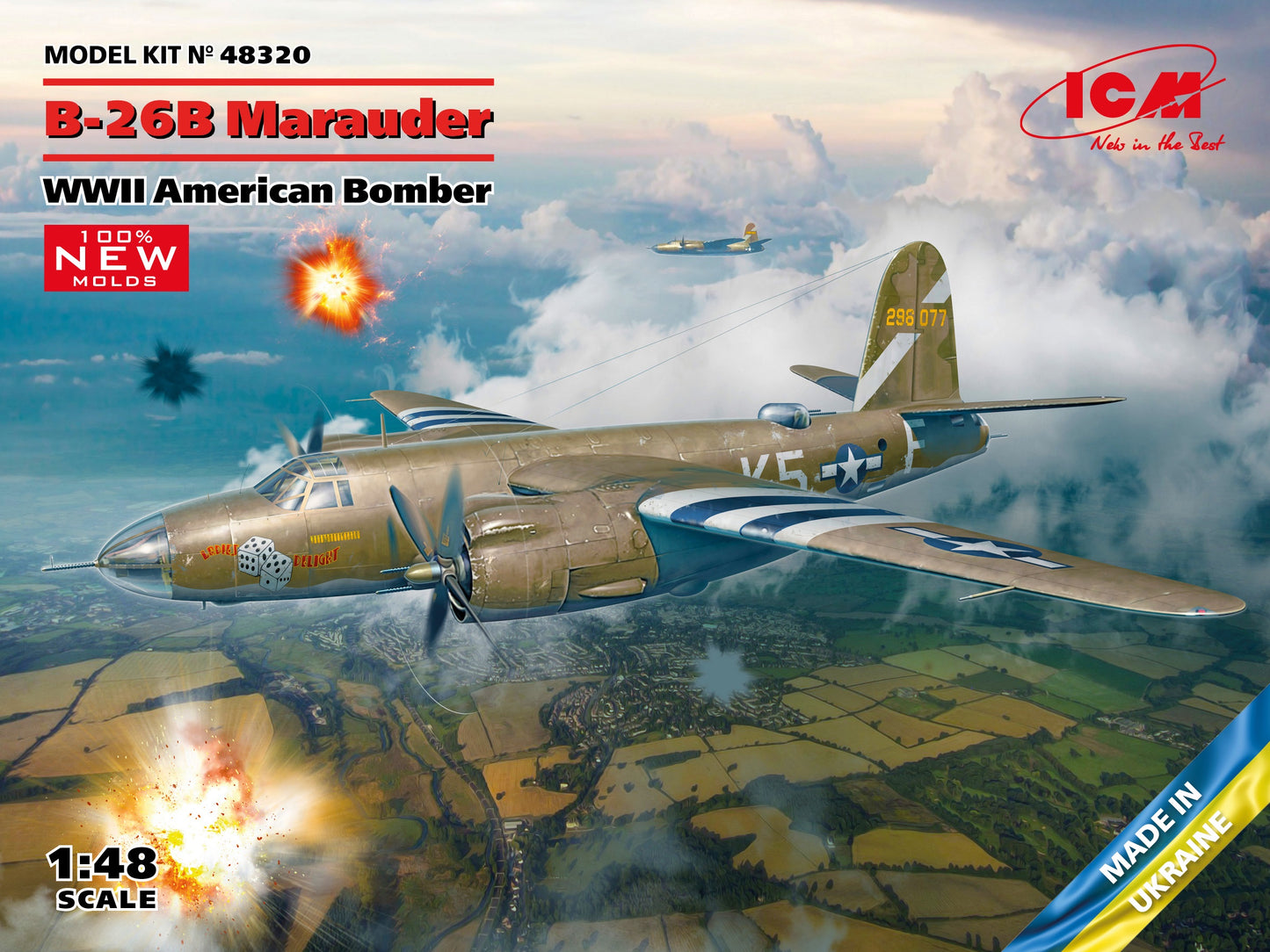 B-26B Marauder WWII American Bomber (100% new molds) 1/48 #48320 by ICM