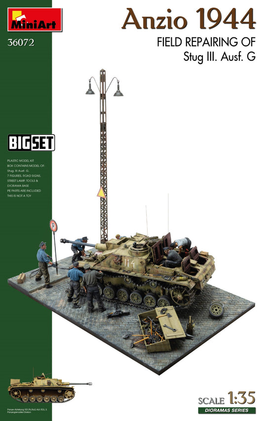 Anzio 1944. Field Repairing of Stug III. Ausf. G. Big Set 1/35 #36072 by MiniArt