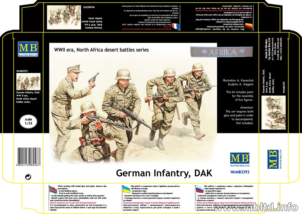 German Infantry, DAK, WWII, North Africa desert battles series, Kit N 3 1/35 #3593 by Master Box
