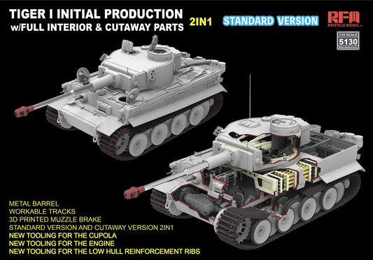 Tiger I Initial Prodduction Early 1943 w/Full Interior Standard Version 1/35 #RM-5130 by Ryefield Model