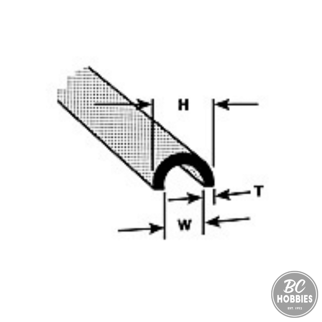 Plastruct 3/16" Half-Round Butyrate Profile (4 pcs) PLA90171