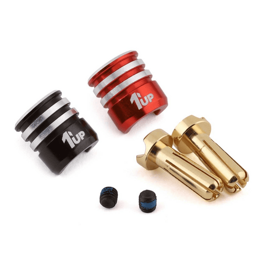 1UP Racing Heatsink Bullet Plug Grips w/4-5mm Bullets (Black/Red) - 1UP190437