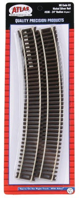 Atlas Code 83 Curved Snap Track #536 22" Radius 6/pk