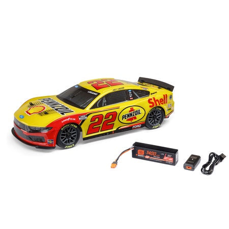 Losi NASCAR #22 Ford Mustang 1/12 2S AWD RTR On-Road Car (Joey Logano) w/2.4GHz Transmitter, Battery, & Charger - LOS1122522