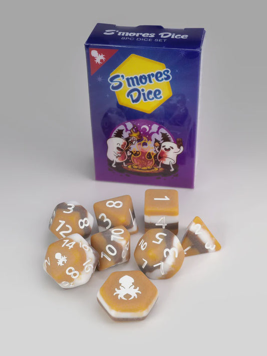 Kraken Mini S'Mores 8pc Dice Set Inked in White