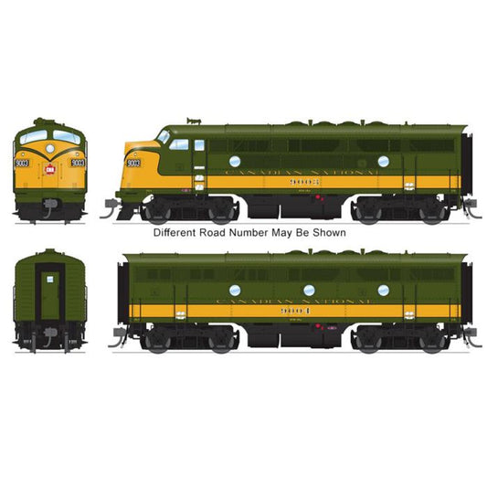 Broadway Limited BLI-8161, HO Scale EMD F3A/B Set, Paragon4 Sound & DCC, Dummy B, CN #9003/9004 Original Olive & Gold