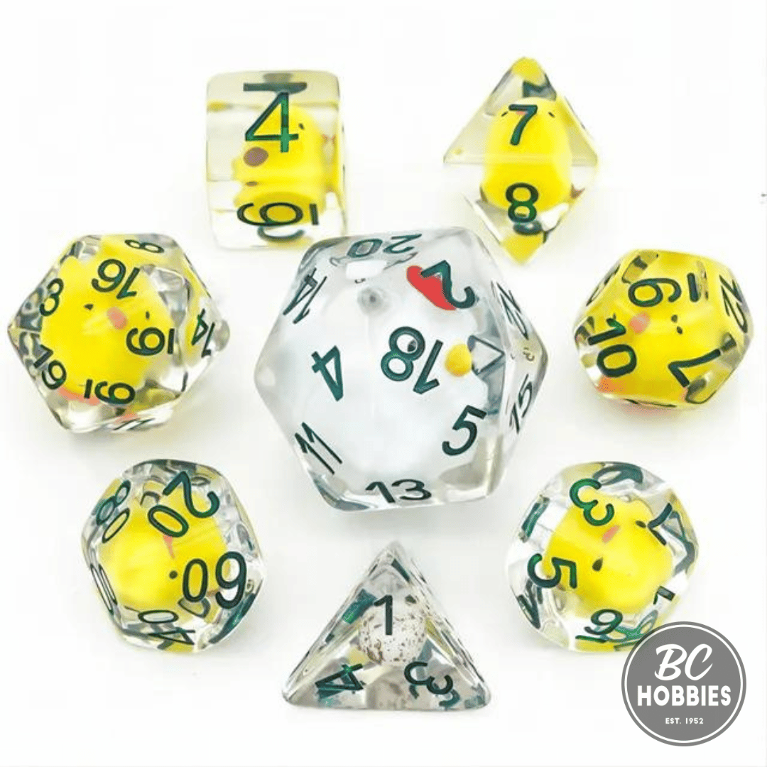 Chicken Family 8pc Dice Set Inked in Green