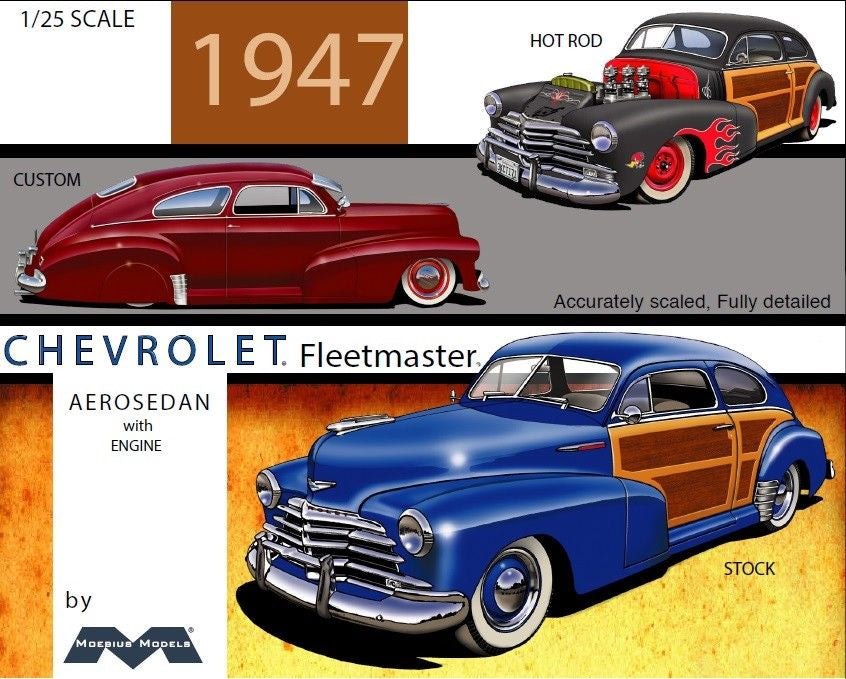1947 Chevrolet Fleetmaster Aerosedan 1/25 Model Kit #2301 by Moebius