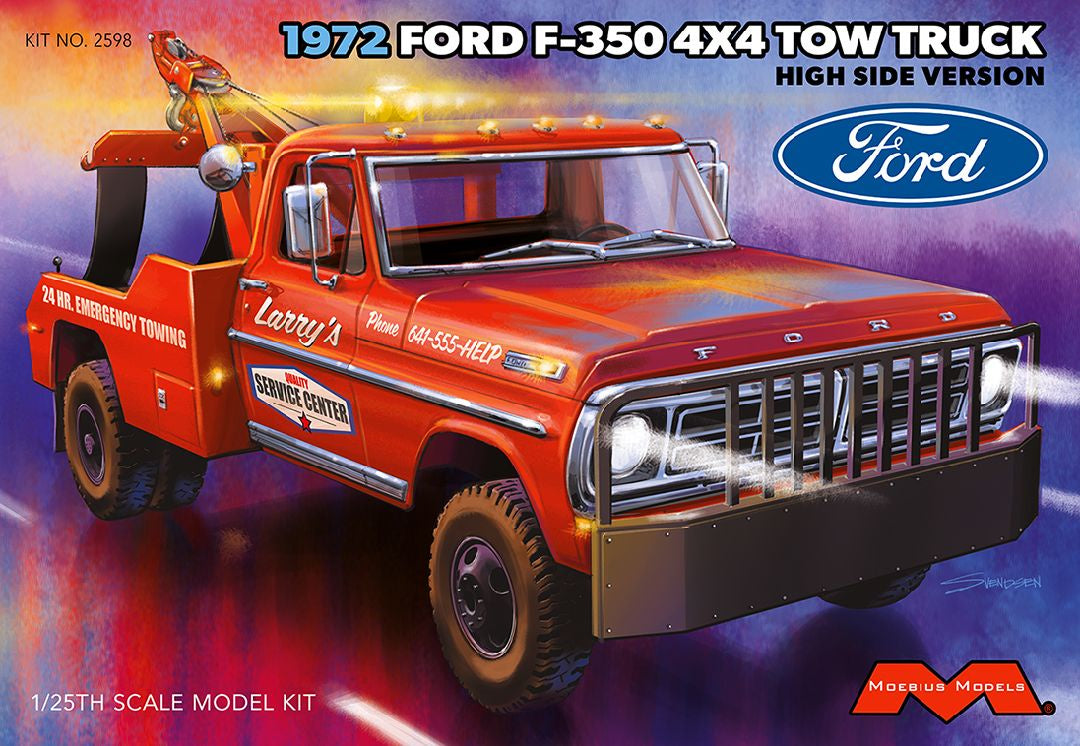 1972 Ford F-350 Wrecker 4x4 High Side 1/25 Model Kit #2598 by Moebius