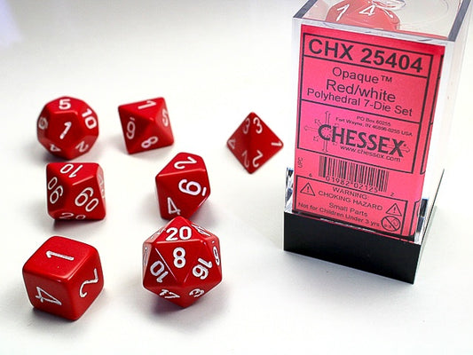 Chessex Opaque 7-Die Set Red/White CHX25404