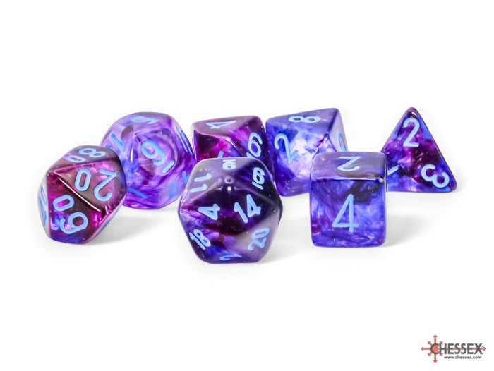 Chessex Nebula 7-Die Set Mega-Hedral Nocturnal/Blue Luminary CHX22547