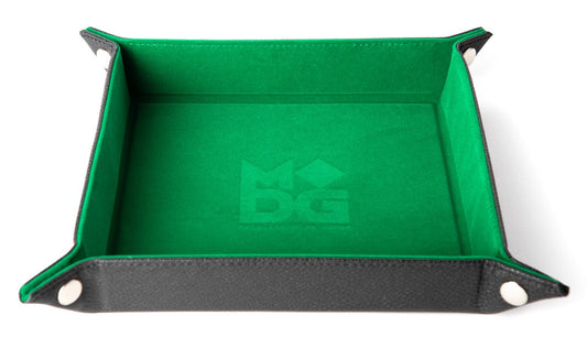 Fanroll Fold Up Velvet Dice Tray Leather Green