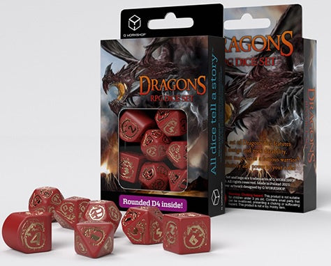 Q Workshopw Dragons Modern Dice Set Red And Gold