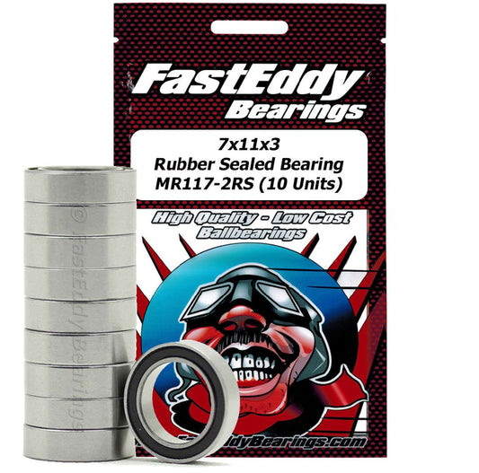 Fast Eddy 7x11x3 Rubber Sealed Bearing MR117-2RS (10) - TFE1383