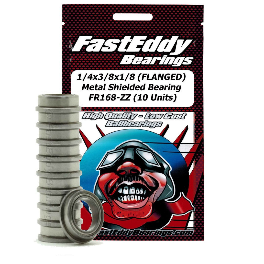 Fast Eddy 1/4x3/8x1/8 Flanged Metal Shielded Bearing FR168-ZZ (10)