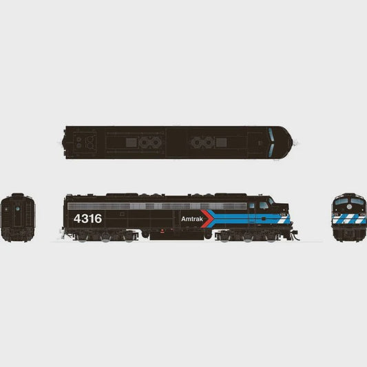 HO EMD E8A (DC/DCC/Sound): Amtrak - Early Black Scheme: #4316
