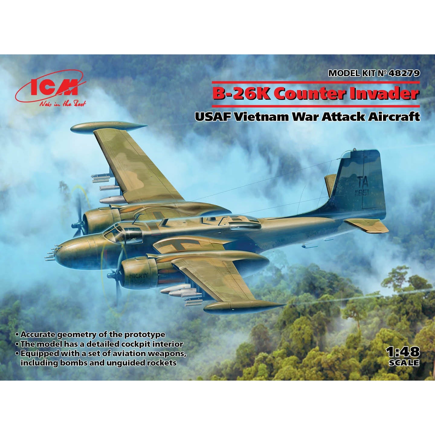 B-26K Counter Invader USAF Vietnam War Attack Aircraft 1/48 #48279 by ICM