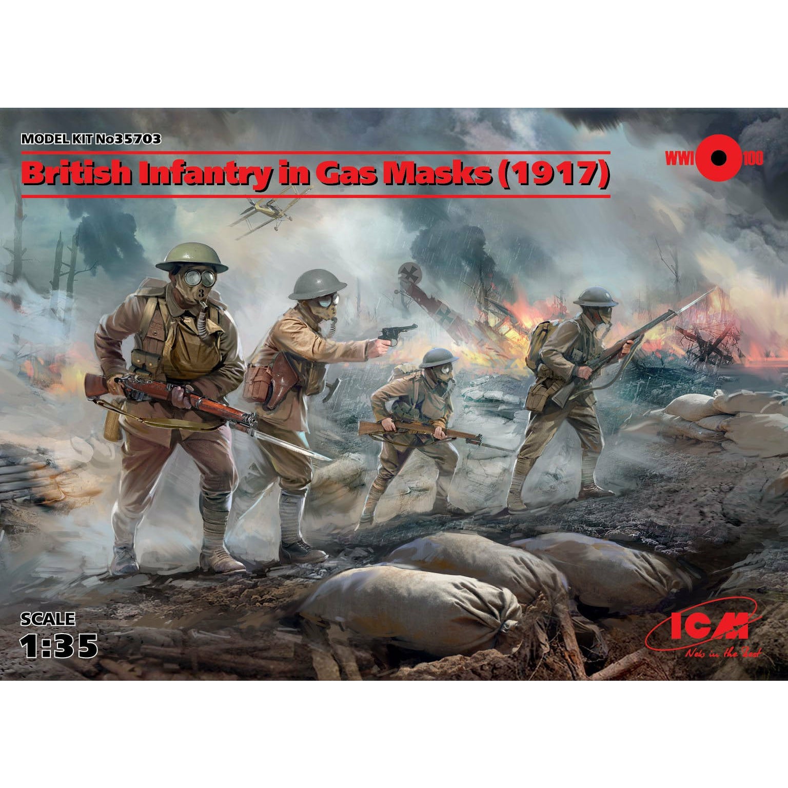 British Infantry in Gas Masks (1917) 1/35 #35703 by ICM