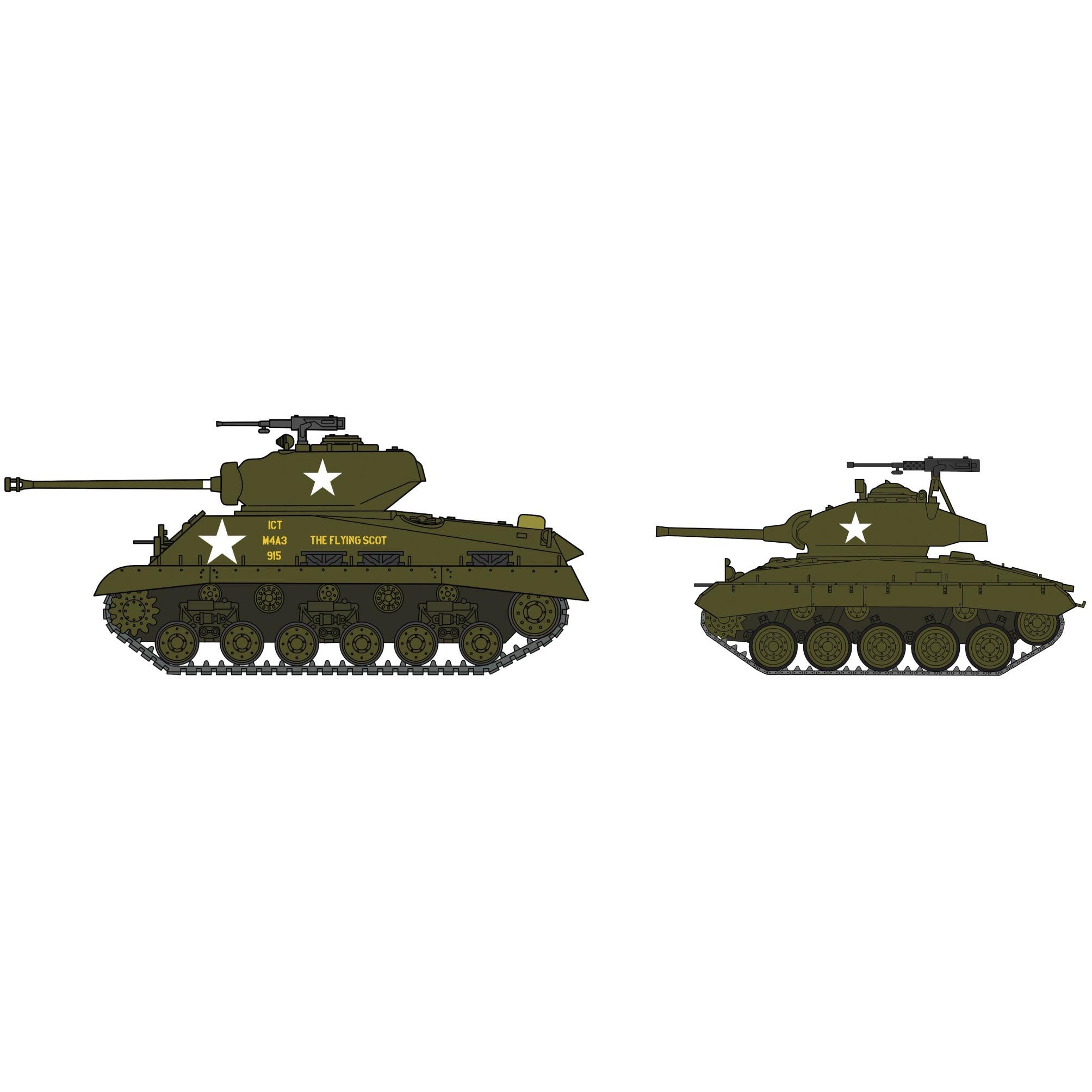 M4A3E8 Sherman & M24 Chaffee "US Army Main Battle Tank Combo" 2 in 1 Tank 1/72 #30068 by Hasegawa