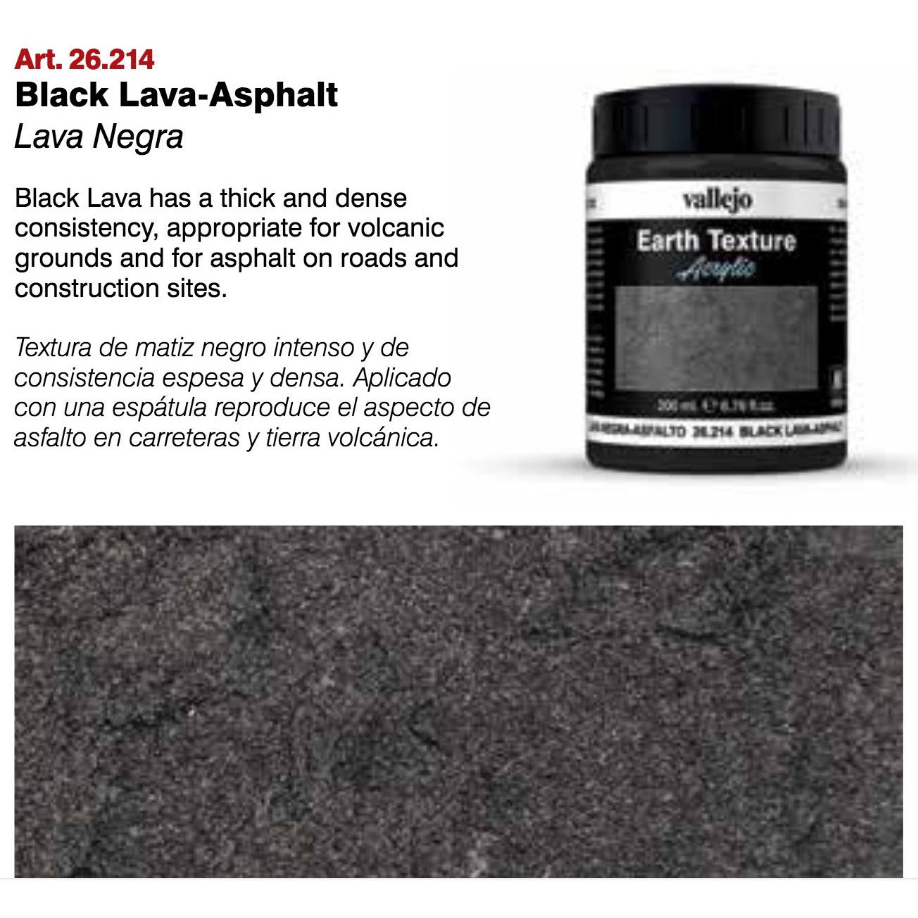 Vallejo Diorama FX VAL26213 Black Lava Ashphalt (200ml)