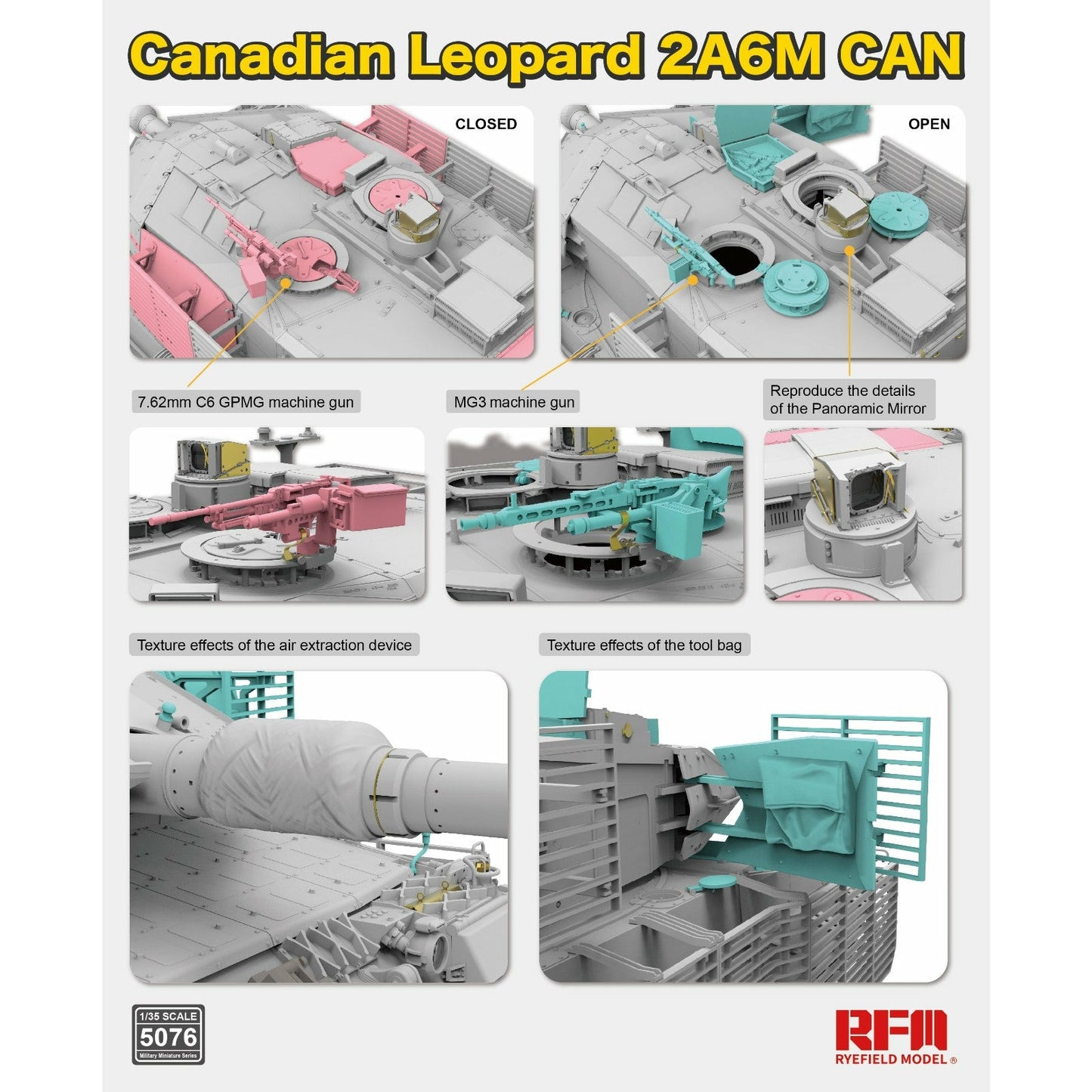 Canadian Leopard 2A6M Can w/ Workable Tracks 1/35 #RM-5076 by Ryefield Model