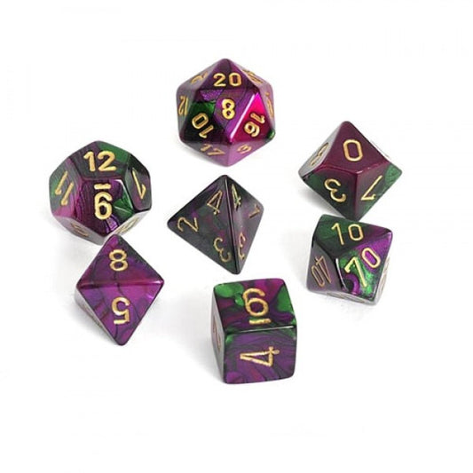Chessex Gemini 7-Die Set Green-Purple/Gold CHX26434