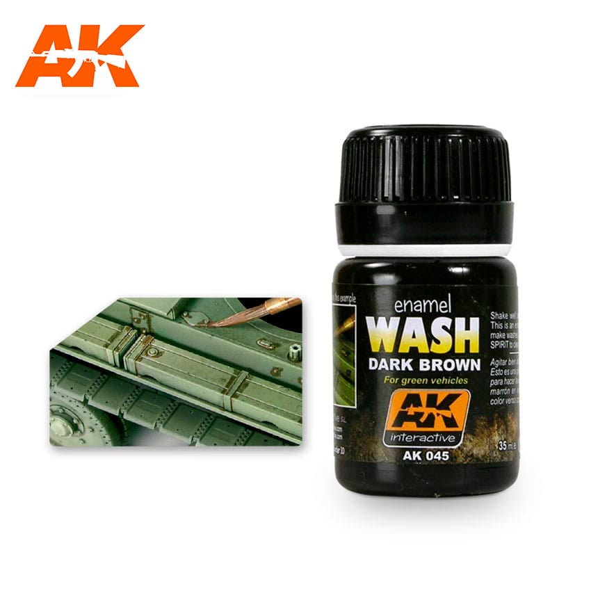 AK-045 Dark Brown Wash For Green Vehicles Wash