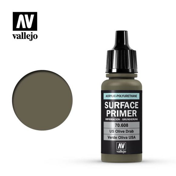 VAL70608 Acrylic Polyurethane Primer - USA Olive Drab (17ml)