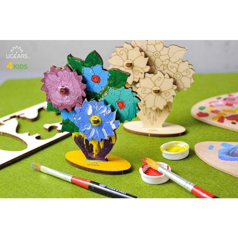 3-D Coloring Puzzle Bouquet by Ugears