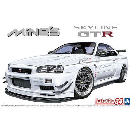 2002 Nissan Mine's BNR34 Skyline GT-R Model Car Kit #05986 1/24 by Aoshima