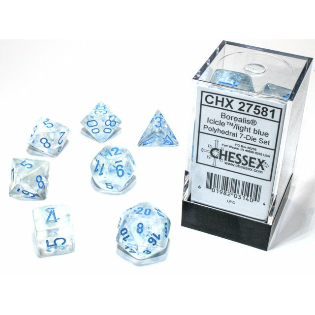 Chessex Borealis 7-Die Set Icicle/Light Blue Luminary CHX27581