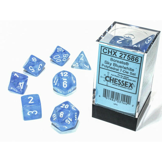Chessex Borealis 7-Die Set Sky Blue/White Luminary CHX27586