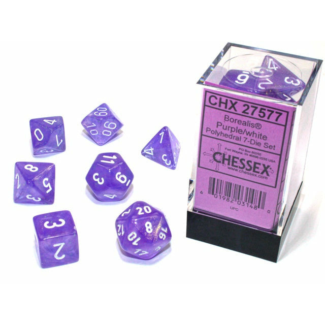 Chessex Borealis 7-Die Set Purple/White Luminary CHX27577