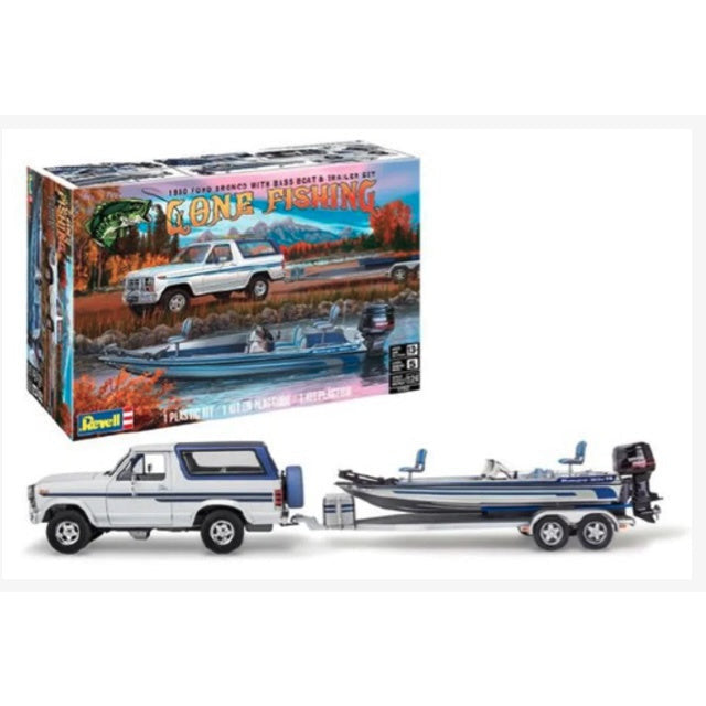 1980 Ford Bronco w/ Bass Boat 1/24 Model Car Kit #7242 by Revell