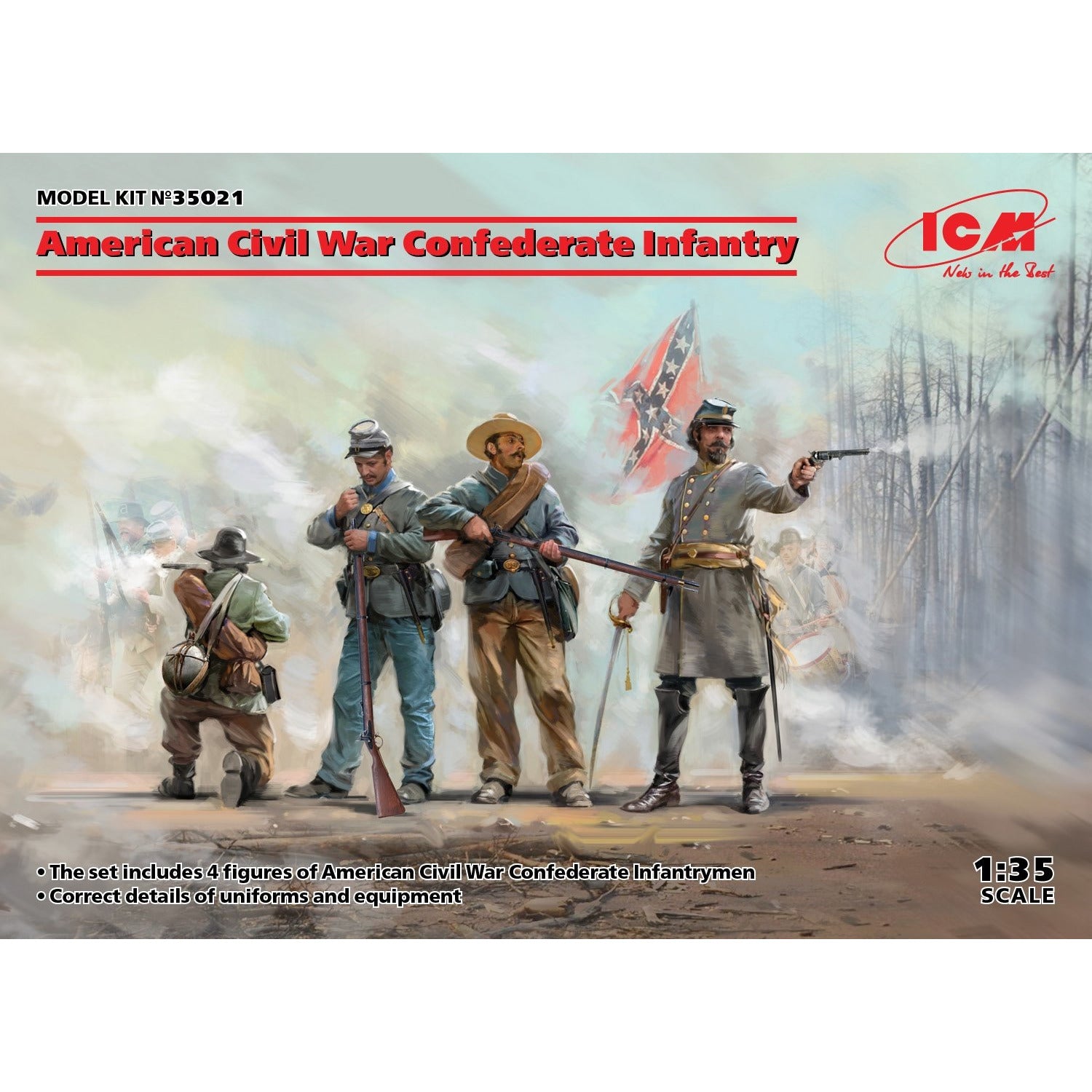 American Civil War Confederate Infantry (new molds) 1/35 by ICM