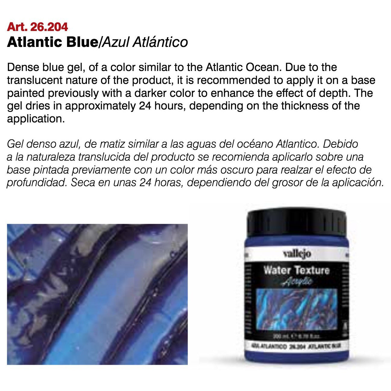 Vallejo Atlantic Blue Water Texture Acrylic (200ml) VAL26204