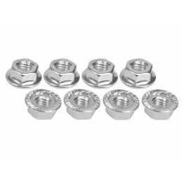 3RACING 4mm Aluminum Serrated Locknuts (8pcs) Silver - 3RAC-NS40SI