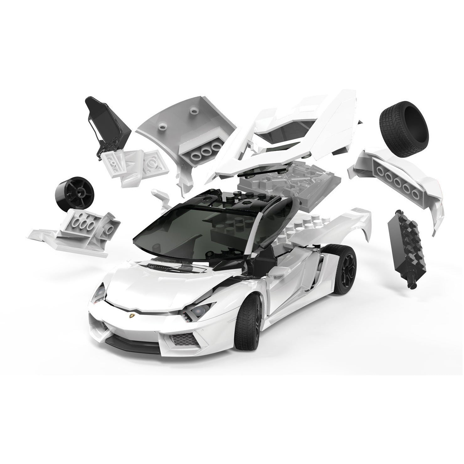 Lamborghini Aventador (White) 1/24 Quick Build Car Kit #J6019 by Airfix