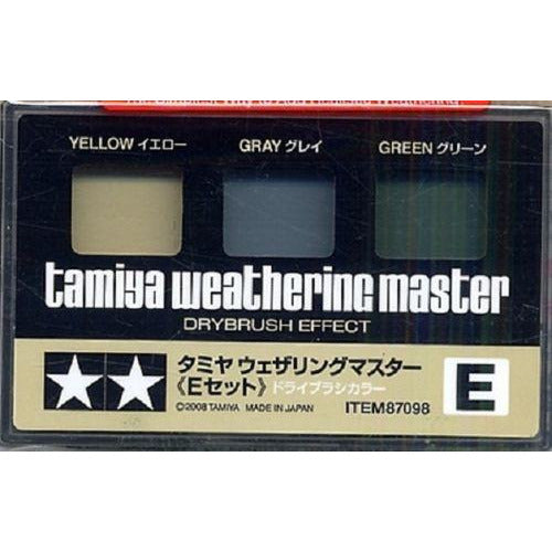 Tamiya Weathering Master E Set Drubrush Effect Yellow, Gray and Green TAM87098