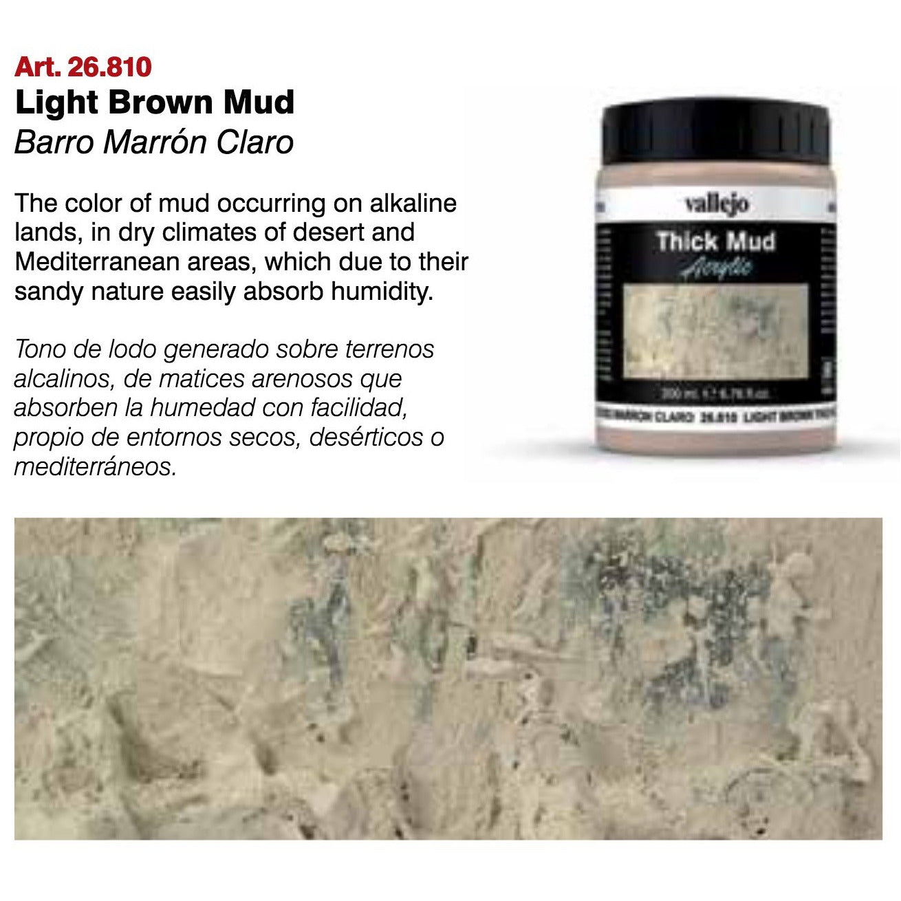 Vallejo Diorama FX VAL26810 Light Brown Thick Mud (200ml)