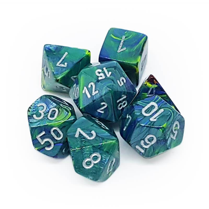 Chessex Festive 7-Die Set Green/Silver CHX27445