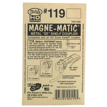 KAD119 HO Whisker Shelf Coupler, 19/64" Center (2pr)