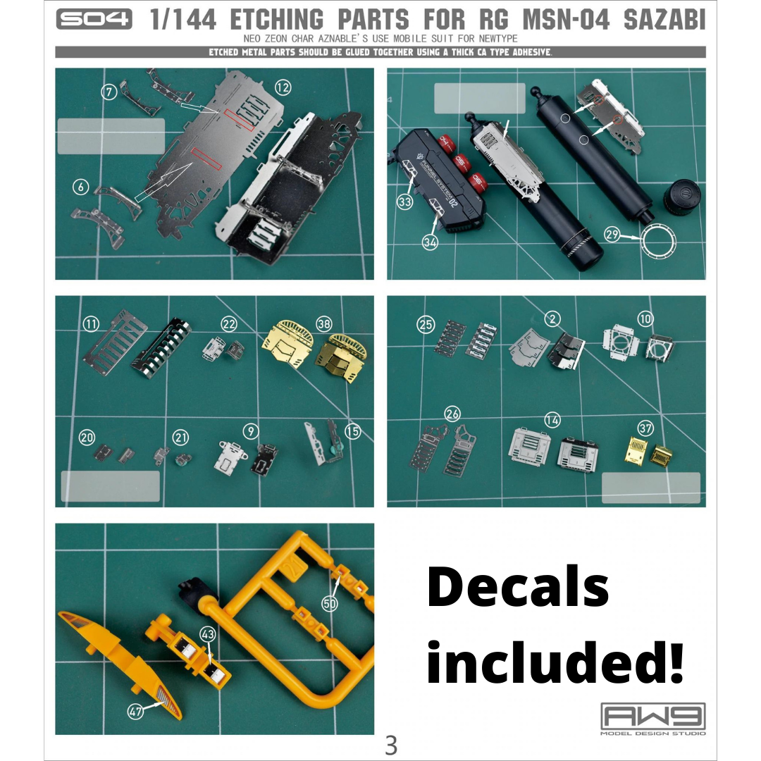 Madworks Photo-Etch Parts for RG MSN-04 Sazabi #S04