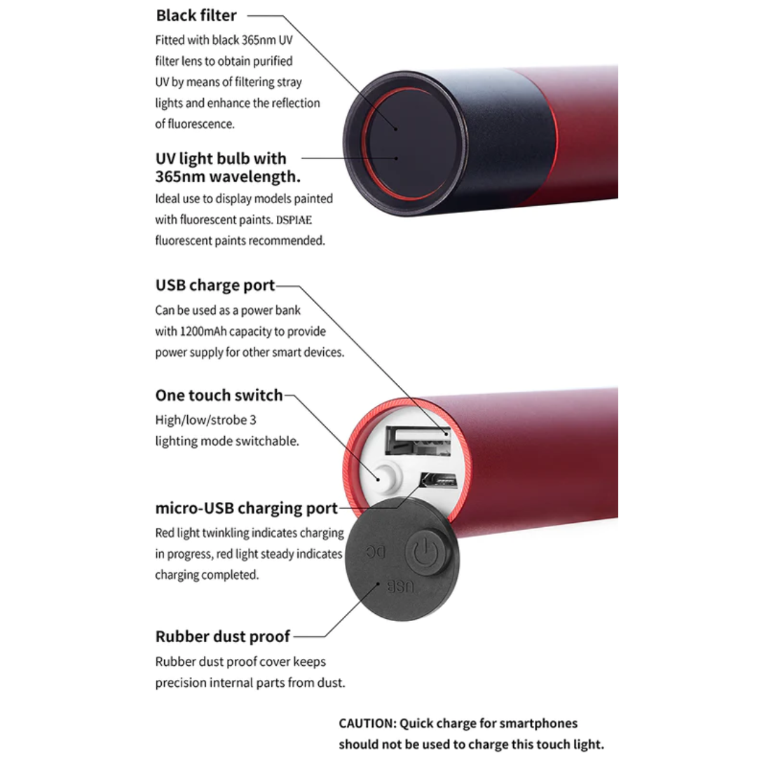 DSPIAE 365nm Ultraviolet Light Torch