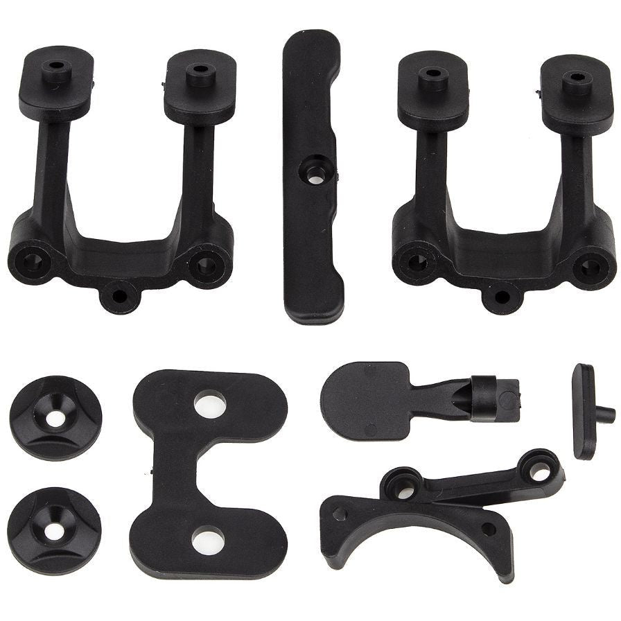 Team Associated RC10B74.2 Rear Body, Wing & Fan Mounts w/Rear Bumper - ASC92312