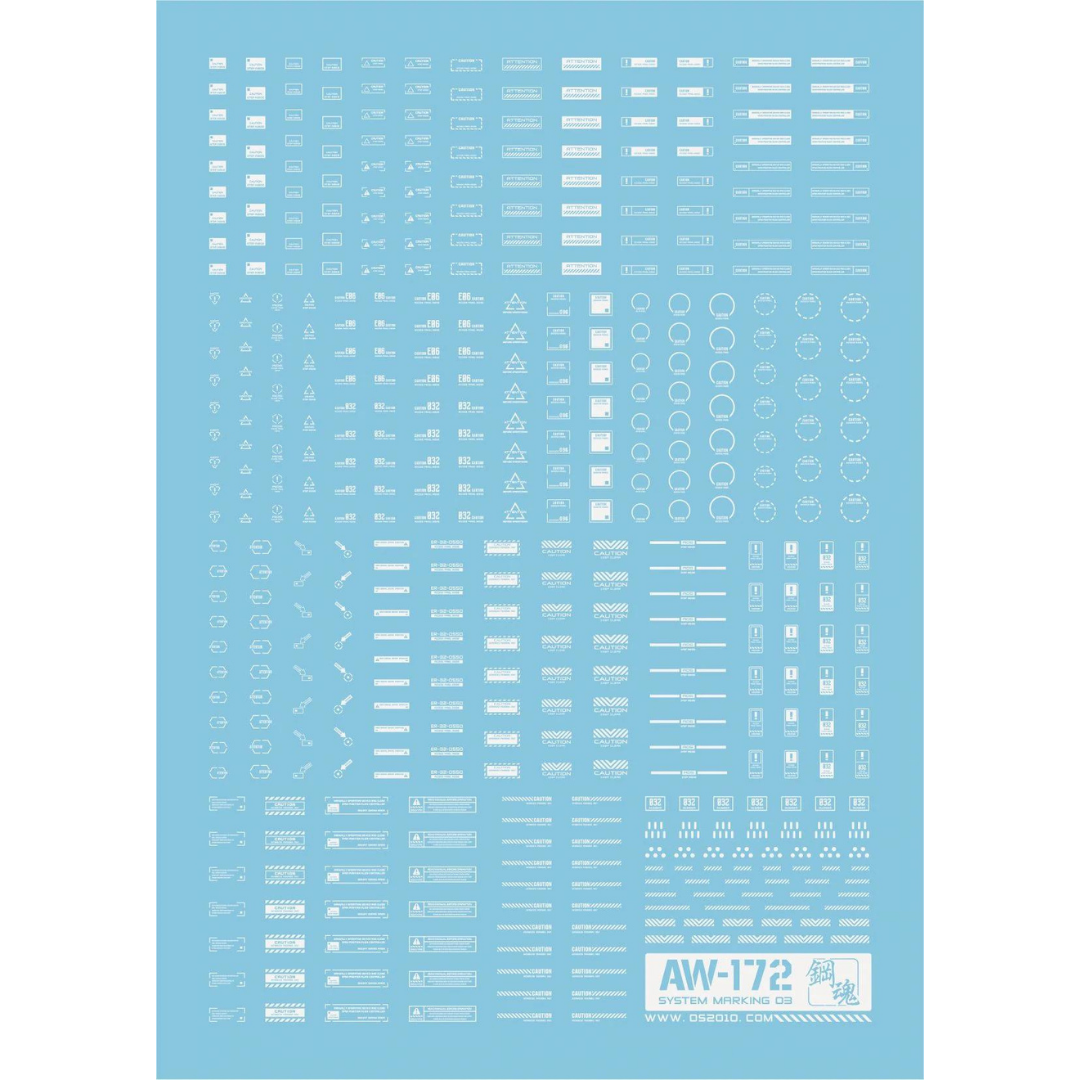 System Markings 03 (White) Waterslide Decals AW-172