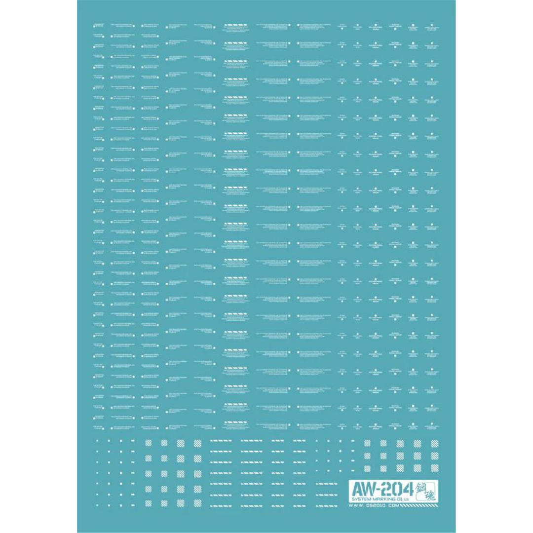 System Markings (Pure White) Waterslide Decals AW-204